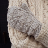Katie Hand Knit Mittens in Light Grey