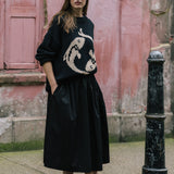 Black Cotton Tina Skirt by Elwin