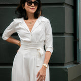 Jumpsuit in ivory soft crepe
