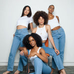 Women's High Waisted Plain Blue Jeans | Sustainable & Recycled | Fanfare