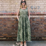 The Aletta Dress in Green Spot Linen