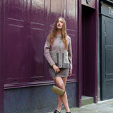 Betty Patchwork Cardigan in Heather Pink and Oatmeal