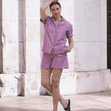Frances Cuban Shirt in Berry Red Stripe Cotton