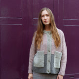 Betty Patchwork Cardigan in Heather Pink and Oatmeal