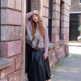 Betty Patchwork Cardigan in Heather Pink and Oatmeal