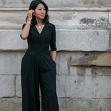 Jumpsuit in black soft crepe