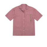 Frances Cuban Shirt in Berry Red Stripe Cotton