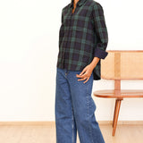 Mel Organic Cotton Checked Shirt in Navy/Green