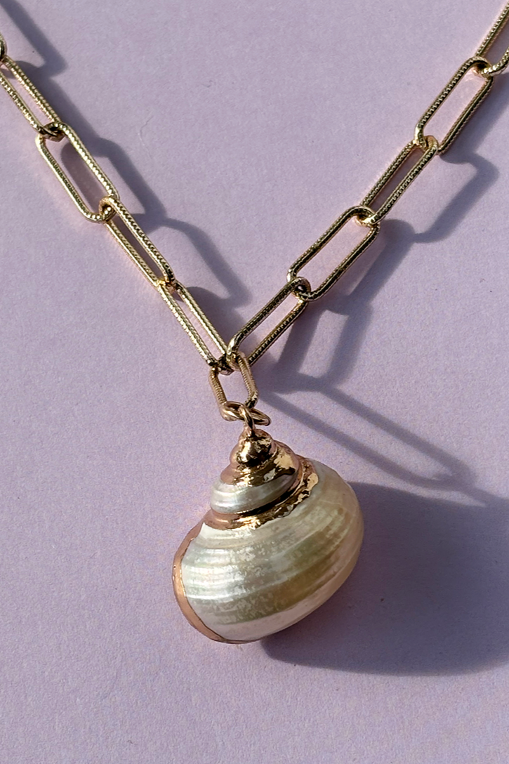 Hear the Sea Gold Shell Necklace by Alison Fern Jewellery