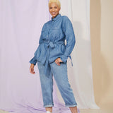 Zadie Boyfriend Shirt Light Wash Japanese Denim