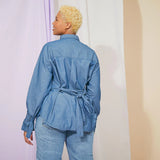 Zadie Boyfriend Shirt Light Wash Japanese Denim