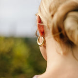 Della Brass and Silver Drop Hoop Earrings
