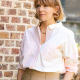 Lela Patchwork Shirt in Pastel Orange/Yellow Cotton