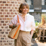 Lela Patchwork Shirt in Pastel Orange/Yellow Cotton