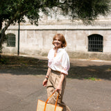 Lela Patchwork Shirt in Pastel Orange/Yellow Cotton