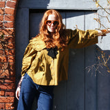 Lila Blouse in Olive Cotton with Peter Pan Collar