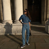 Women's High Waisted Plain Blue Jeans | Sustainable & Recycled | Fanfare