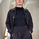 Utility Jacket in Black & White Stripe