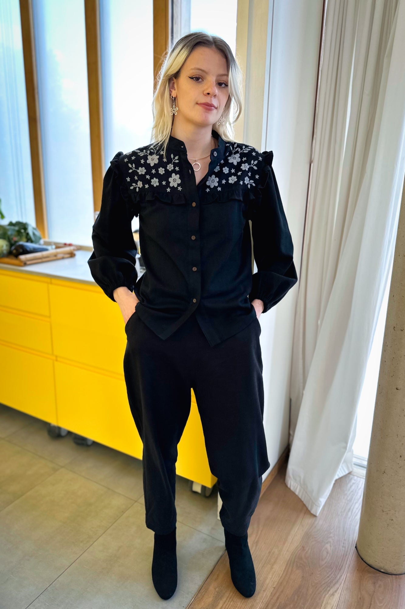 Tailored Trousers in Black Twill by Indilisi