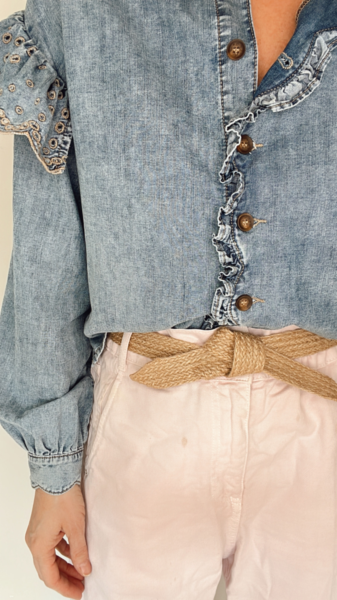 Close-up of biodegradable tie belt showcasing woven texture and natural fibers.