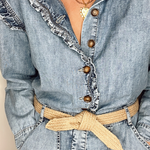 Handmade women's belt laid flat showing natural woven pattern and biodegradable materials.