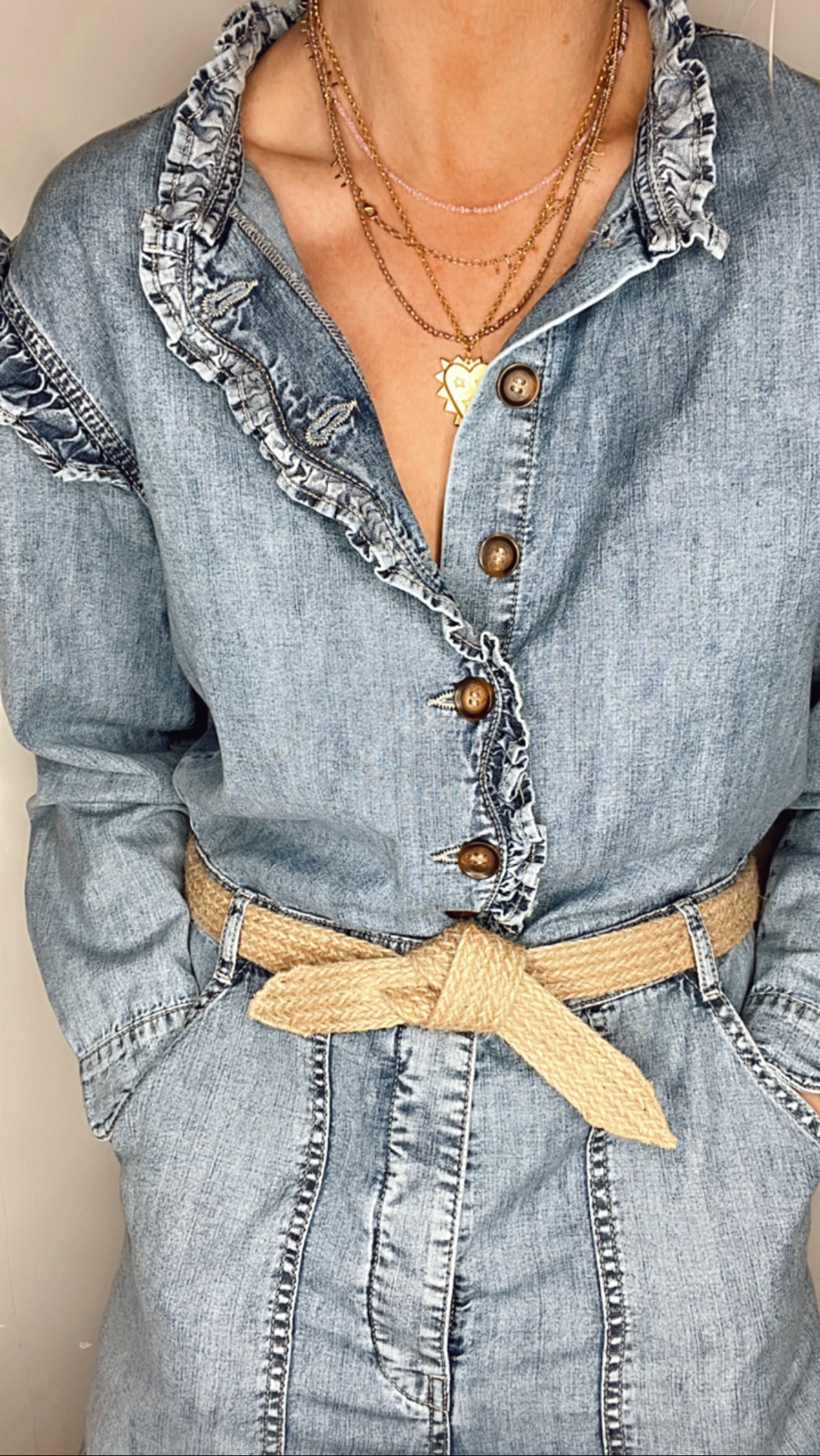 Handmade women's belt laid flat showing natural woven pattern and biodegradable materials.