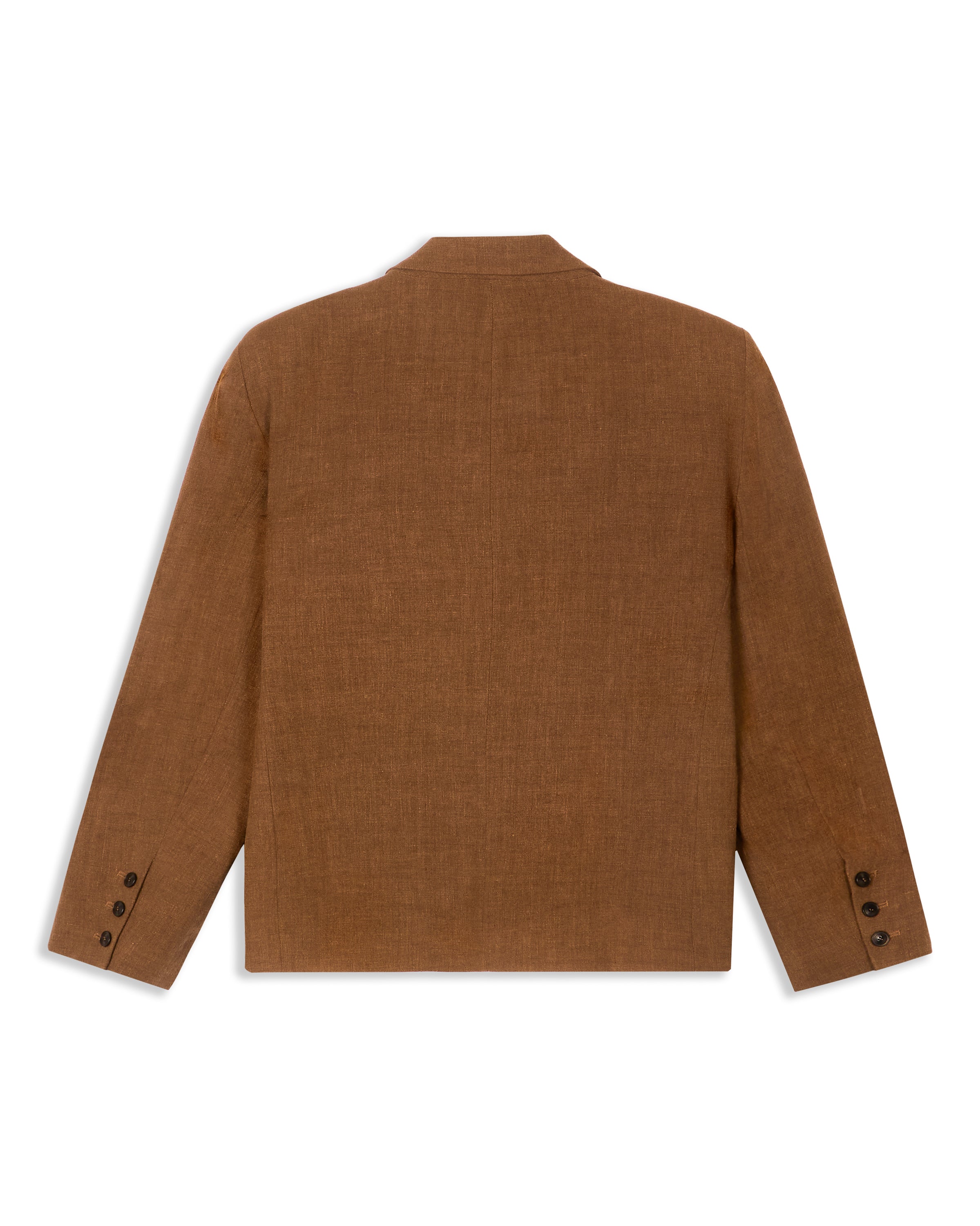 Model styling the cinnamon blazer with rolled sleeves, single breasted tan blazer in linen wool, versatile autumn wool blazer for smart casual outfits