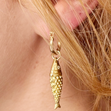 Mini Fish Charm Huggie Hoop Earrings by Alison Fern Jewellery