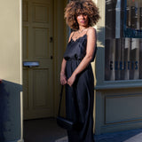 Ridley Black Satin Slip Skirt
