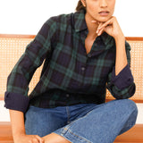 Mel Organic Cotton Checked Shirt in Navy/Green