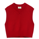 Raye V-Neck Knitted Vest in Red