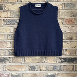 Raye Cotton Knitted Vest in Navy
