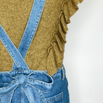 bow back denim dungarees 46 stitch