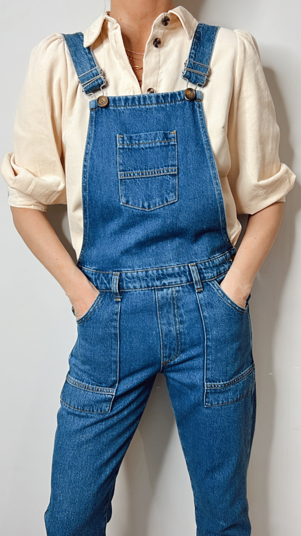 bow denim dungarees 46 stitch