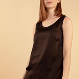 Luxury Silk Satin Tank Top in Black