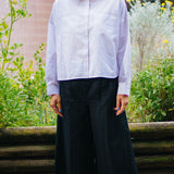Amelia Wide Leg Trouser in Black Organic Cotton & Linen