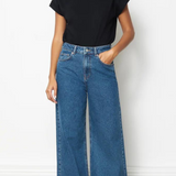 Full length wide leg blue jeans