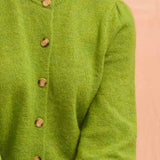 Alpaca Blend Puff Sleeve Cardigan in Green