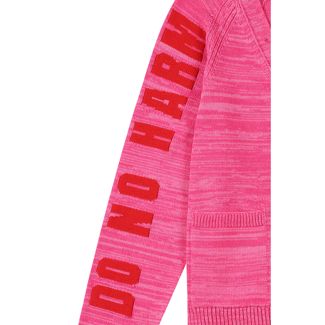 Do No Harm Take No Shirt Organic Cotton Cardigan in Hibiscus Cardigan Black & Beech