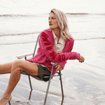 Do No Harm Take No Shirt Organic Cotton Cardigan in Hibiscus - Pre Order Cardigan Black & Beech