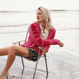 Do No Harm Take No Shirt Organic Cotton Cardigan in Hibiscus - Pre Order Cardigan Black & Beech
