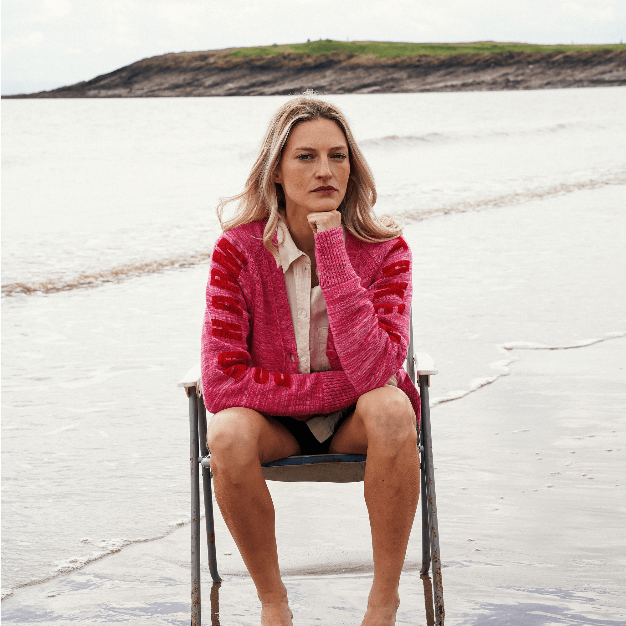 Do No Harm Take No Shirt Organic Cotton Cardigan in Hibiscus - Pre Order Cardigan Black & Beech