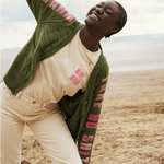 Do No Harm Take No Shit  Organic Cotton Cardigan in Olive Marl - Pre Order Cardigans Black & Beech