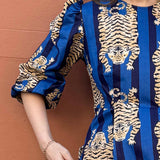 The Ada Dress With Tiger Print