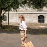 Lela Patchwork Shirt in Pastel Orange/Yellow Cotton