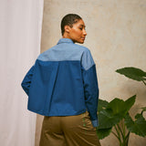 Lela Patchwork Boxy Shirt in Japanese Denim