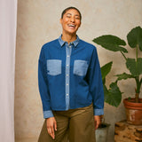 Lela Patchwork Boxy Shirt in Japanese Denim