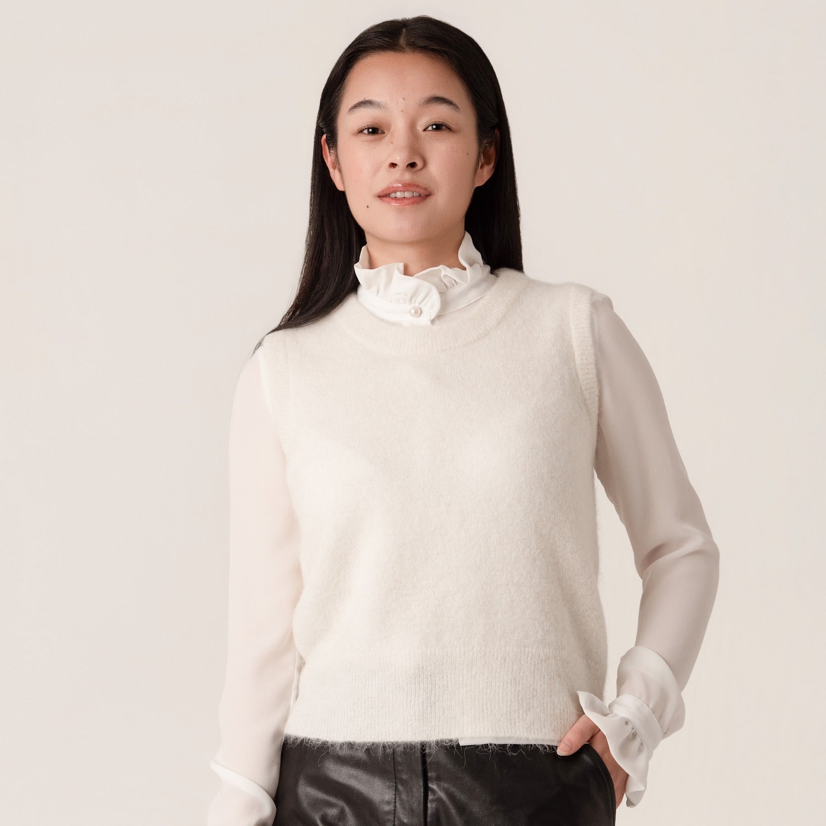 Julia Alpaca Knitted Vest in White by Porridge Knitwear