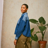 Lela Patchwork Boxy Shirt in Japanese Denim
