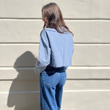 Indigo Full Length Wide Leg Jeans with Button Fly
